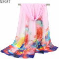 Schöner Druck moslemischer Farbenart-Frauendruck Blumen Chiffon- Polyester-Hijabschal